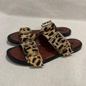 Women’s TOPSHOP calfskin leather leopard sandals